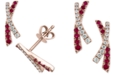 EFFY Collection EFFY&reg; Ruby (1/8 ct. t.w.) & Diamond (1/10 ct. t.w.) Crisscross Stud Earrings in 14k Rose Gold